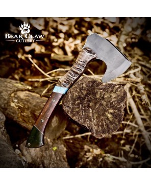 Handmade Carbon Steel Forged Axe – 17" Camping & Bushcraft Tool