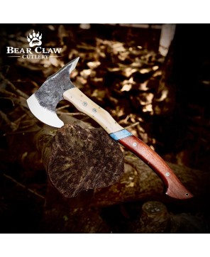 Handmade Carbon Steel Forged Axe – 17" Camping & Bushcraft Tool