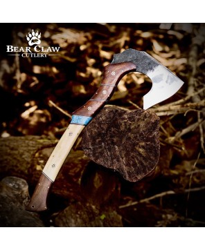 Handmade Carbon Steel Forged Axe – 17" Camping & Bushcraft Tool