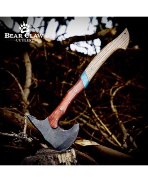 Handmade Forged Bushcraft Axe – 17" High Carbon Steel Blade