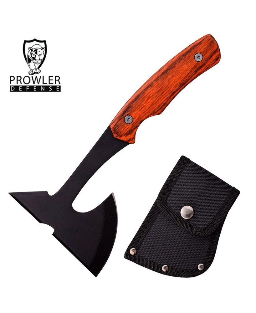 Wood Grip Hand Hatchet Throwing Axe | Tactical Black Blade Finish