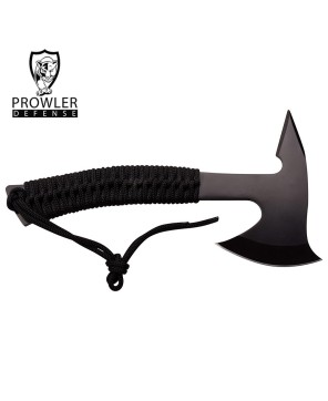 Black Steel Tactical Hand-Axe – Full Tang, Cord Wrapped Handle