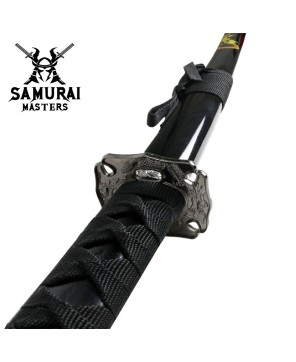 3-Piece Black Samurai Sword Set – Carbon Steel Blades with Stand