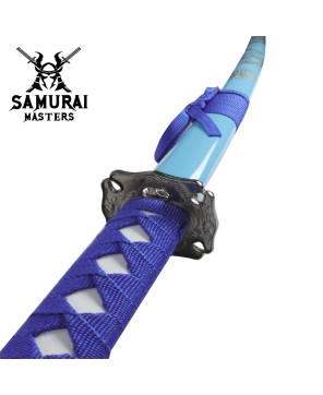 3-Piece Light Blue Dragon Samurai Sword Set with Stand