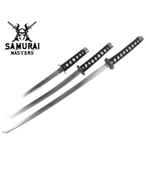 3-Piece White Dragon Samurai Sword Set with Stand