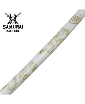 3-Piece White Dragon Samurai Sword Set with Stand