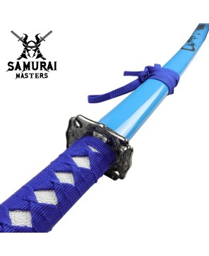 3-Piece Light Blue Samurai Sword Set with Stand