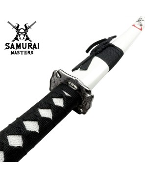 3-Piece White Dragon Samurai Katana Sword Set with Stand