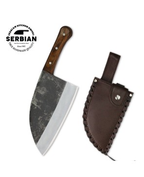 Carbon Steel Serbian Style Chef Knife with Wood Handle