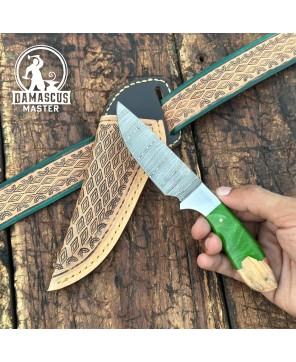 Yellowstone Damascus Skinner Knife – Hand-Forged & Premium Quality