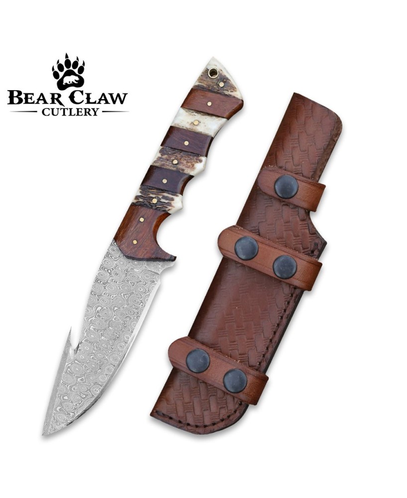 Sentinel Gut Hook Knife | Damascus Steel & Exotic Handle