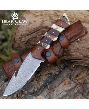 Sentinel Gut Hook Knife | Damascus Steel & Exotic Handle