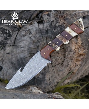 Sentinel Gut Hook Knife | Damascus Steel & Exotic Handle