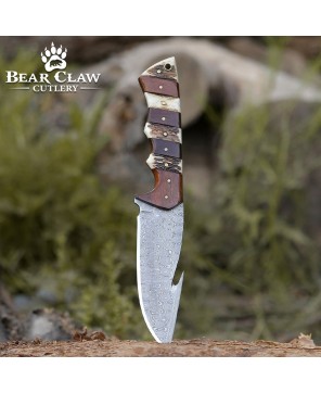 Sentinel Gut Hook Knife | Damascus Steel & Exotic Handle