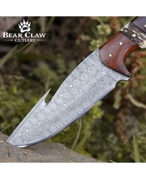 Sentinel Gut Hook Knife | Damascus Steel & Exotic Handle