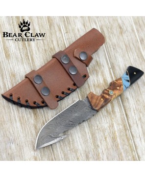 Morph Gut Hook Hunting Knife | Olive Wood & Turquoise Handle