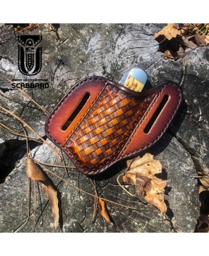 Handcrafted Leather Pancake Holster – Basketweave Belt Loop