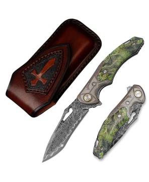 Hades Damascus Folding Knife | VG10 Blade & Maple Burl Handle