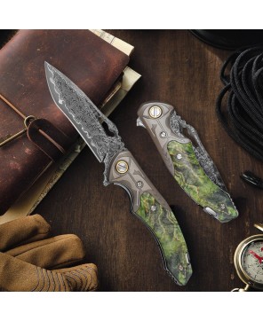 Hades Damascus Folding Knife | VG10 Blade & Maple Burl Handle