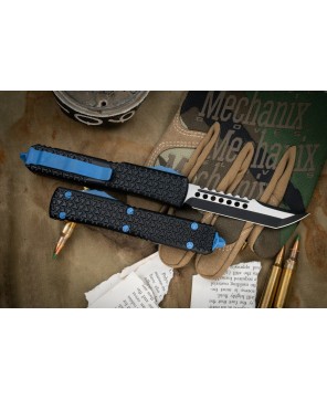 Microtech Ultratech Hellhound OTF Knife | Black & Patriot Blue