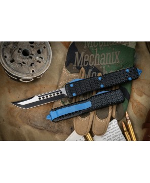 Microtech Ultratech Hellhound OTF Knife | Black & Patriot Blue