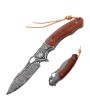 Meteor Damascus Steel Pocket Knife | Red Sandalwood Handle
