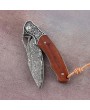 Meteor Damascus Steel Pocket Knife | Red Sandalwood Handle