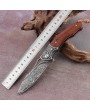Meteor Damascus Steel Pocket Knife | Red Sandalwood Handle