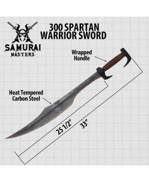 300 Spartan Warrior Replica Sword – 33” Carbon Steel Blade