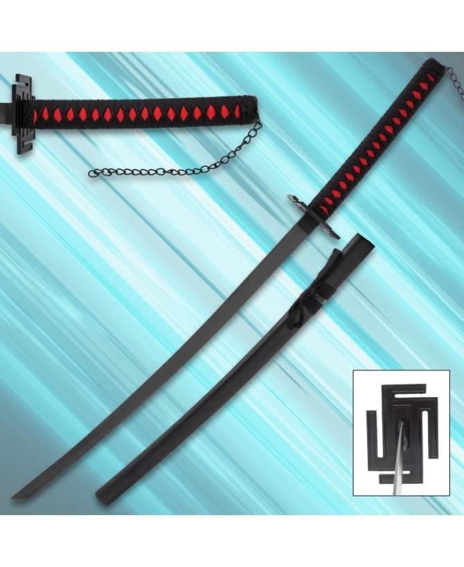Anime Hero Sword and Scabbard – Carbon Steel Blade & Cord Wrap