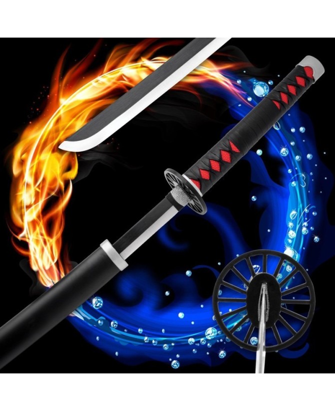 Anime-Inspired Samurai Sword with Carbon Steel Blade & Scabbard