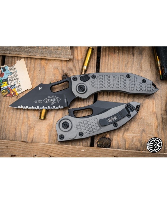 Microtech Stitch Automatic Knife Natural Clear – 3.75” Serrated
