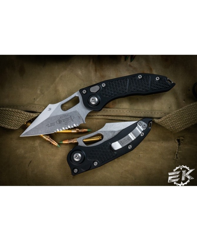 Microtech Stitch Automatic – 3.75" Stonewash Serrated Blade