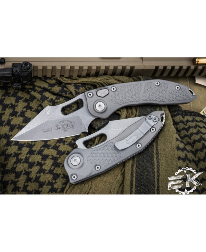 Microtech Stitch Automatic Knife – 3.75" Stonewash Apocalyptic