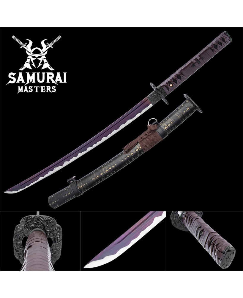 Kraken Wakizashi – Leather-Wrapped Handle & Custom Scabbard