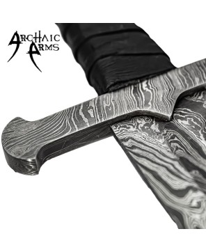 Damascus Steel Sword – Full Tang with Leather Sheath