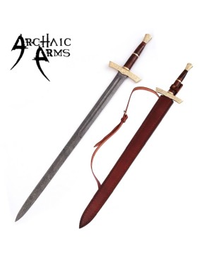 Elite Duelist Damascus Steel Sword – Floral Brass Guard & Sheath