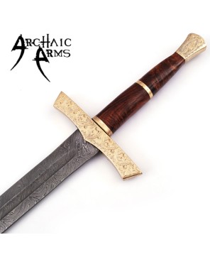 Elite Duelist Damascus Steel Sword – Floral Brass Guard & Sheath