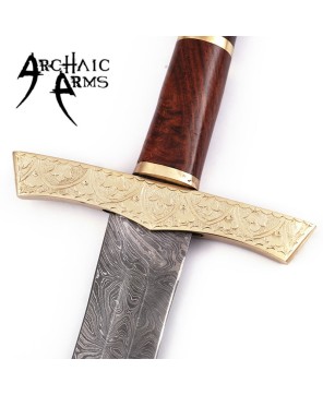 Elite Duelist Damascus Steel Sword – Floral Brass Guard & Sheath