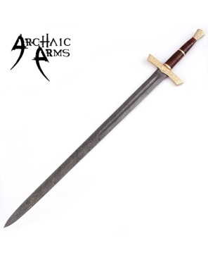 Elite Duelist Damascus Steel Sword – Floral Brass Guard & Sheath