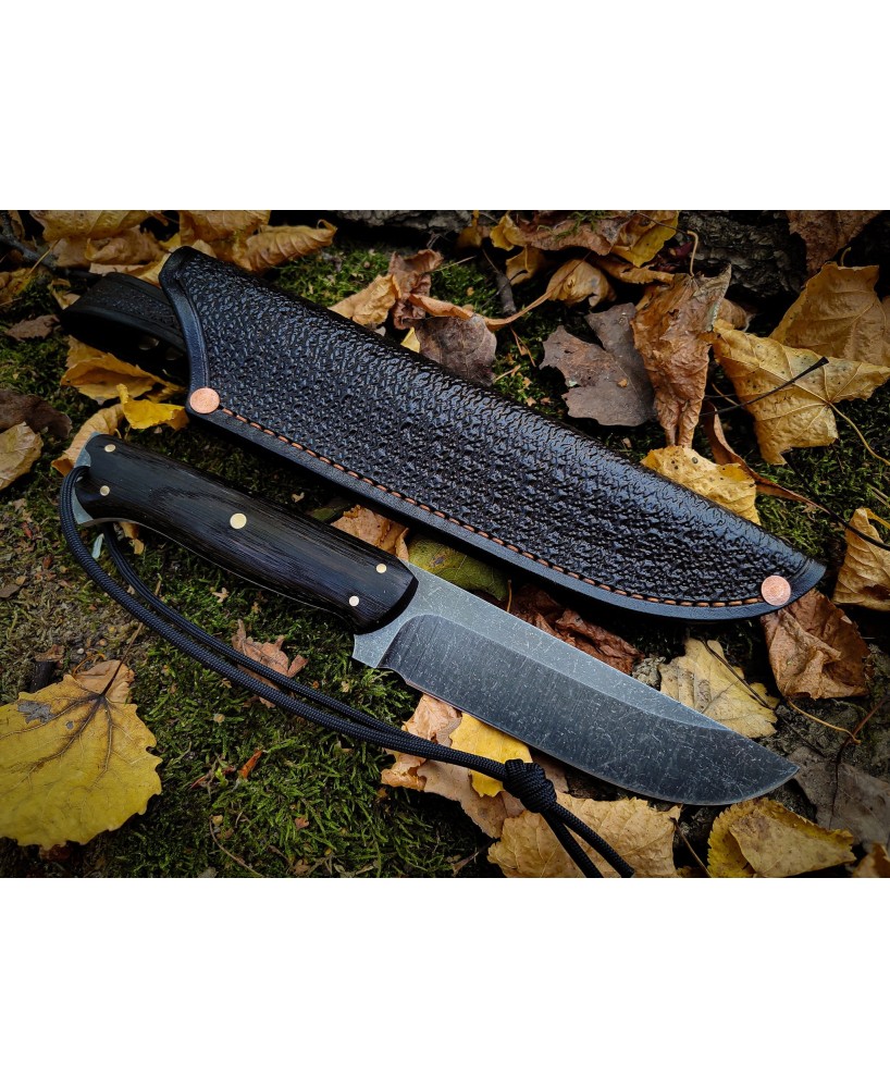 Custom Handmade Knife – Black Oak Handle, Sharp & Durable