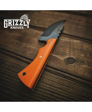 JAKE Orange G10 – Rugged Hunting Knife with Leather Sheath