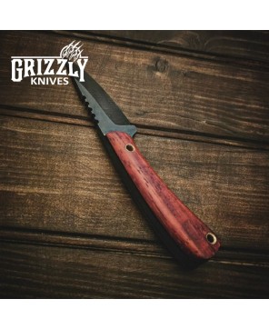 SPUR • Padauk – Compact Handmade Knife with Leather Sheath