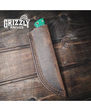 Apache Green Knife – Durable 80CrV2 Blade with Leather Sheath