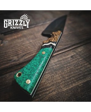 Apache Green Knife – Durable 80CrV2 Blade with Leather Sheath