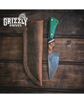 Apache Green Knife – Durable 80CrV2 Blade with Leather Sheath