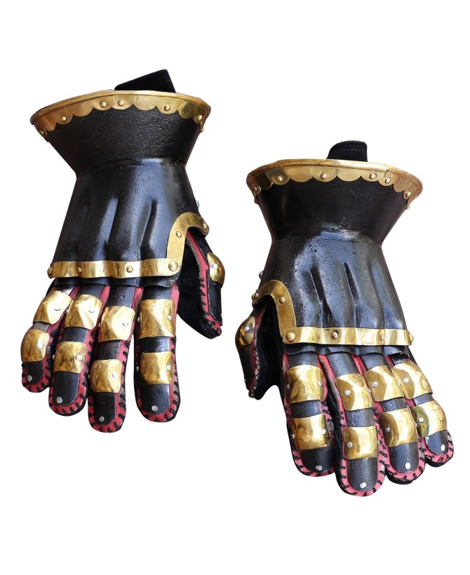 The Cursed Black Knight Medieval Armor Gauntlets – 16-Gauge Steel