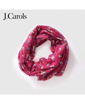 J.Carols® Printed Scarf in Stunning Magenta - Elevate Your Style with Brilliant Elegance