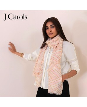 J.Carols® Printed Scarf in Pink & Off-White - Elegance, Comfort, and Style Combined