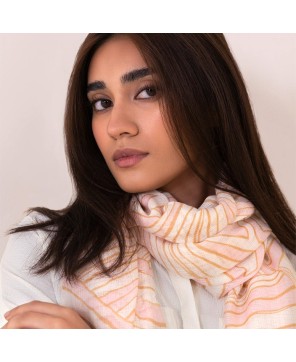 J.Carols® Printed Scarf in Pink & Off-White - Elegance, Comfort, and Style Combined